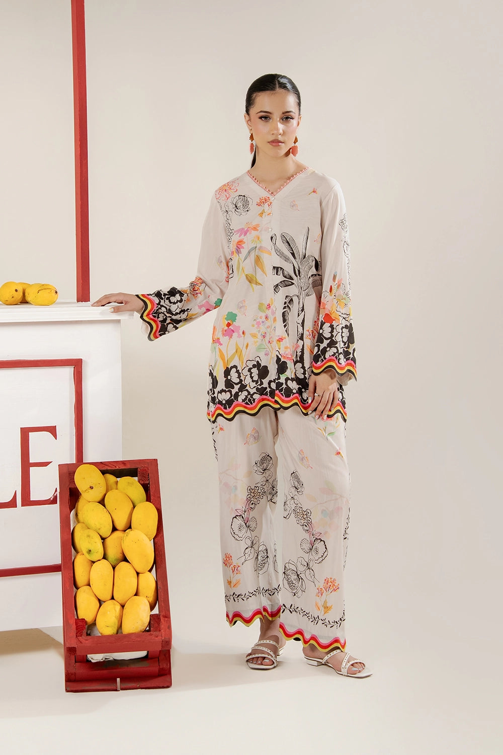 2 Piece Printed Suit - Stitched