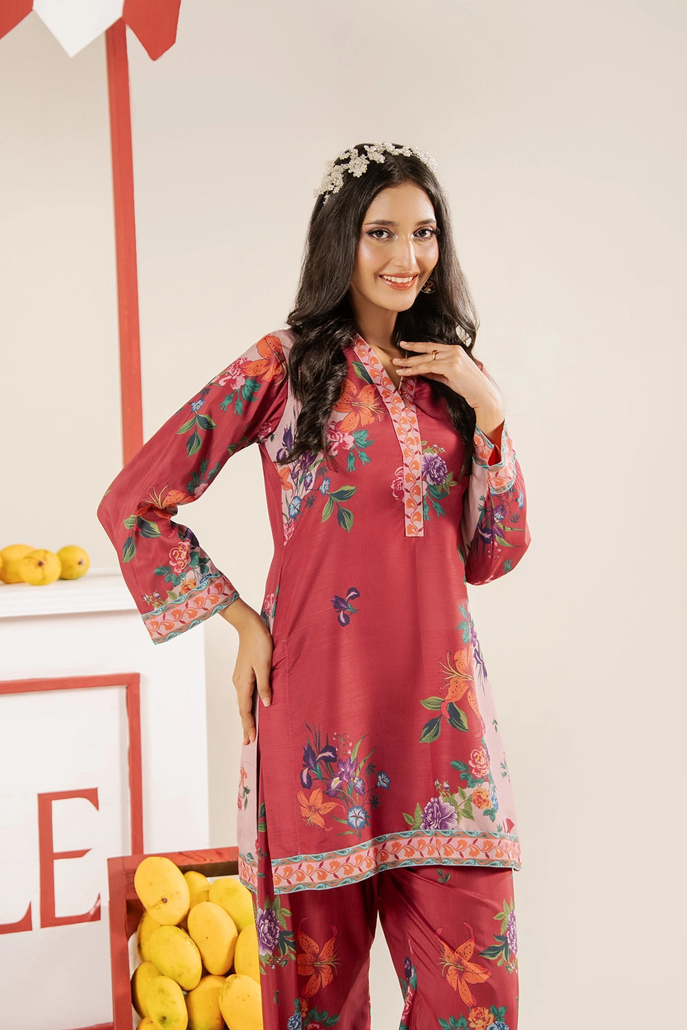 2 Piece Printed Suit - Stitched