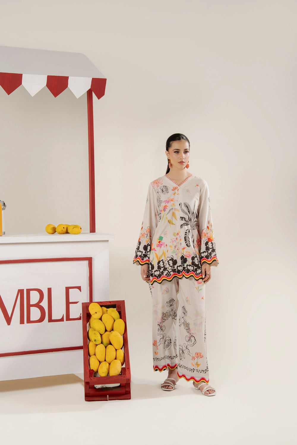 2 Piece Printed Suit - Stitched